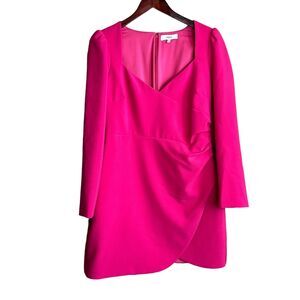 LIKELY DRESS WOMENS 12 Pink Mini Long Sleeve Sweetheart Neck Barbiecore Kygo